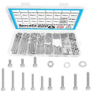 800Pcs M3 Screw Kit,Hex Socket Head Cap Screws Assortment with Nuts and Washers,304 Stainless Steel Metric Screws,M3 Bolts for 3D Printing(M3 x 6/8/10/12/16/18/20/25/30/35/40/45/50/55mm)