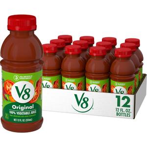V8 Original 100% Vegetable Juice, 12 fl oz Bottle (12 Pack) (EXP 08/05/27)