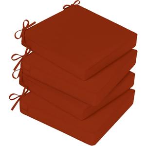 Basic Beyond Outdoor Chair Cushions for Patio Furniture, Waterproof Outdoor Seat Cushions Set of 4 19 x 19, Patio Chair Cushions Set of 4 with Ties and Handle, Brick Red