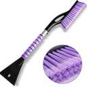 27 Snow Brush and Detachable Ice Scraper for Car Windshield, Car Ice and Snow Scraper and Brush Set, Ergonomic Foam Grip,Suitable for Cars SUVs and Trucks Vehicle(Durable Aluminum, PVC Brush, Purple)