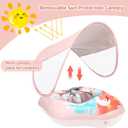 Swimbobo Infant Pool Float with Sun Canopy Inflatable Baby Swimming Floatie with Sponge Safety Bottom Support Water Toys Swimming Trainer (Pink Swan, Large)