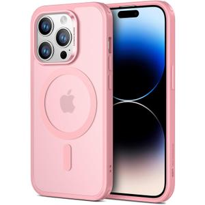 ESR for iPhone 14 Pro Max Case, Compatible with MagSafe, Shockproof Military-Grade Protection, Yellowing Resistant, Magnetic Classic Hybrid Case (HaloLock), Frosted Pink