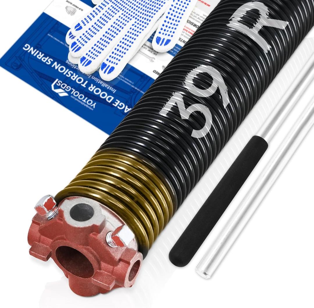 Right Hand WindRed Cone1.75" Garage Door Torsion Spring with Non-Slip Winding Bars & Gloves, Precision Electrophoresis Black Coated, for Replacement, MIN 16,000 Cycles (0.250x1.75''x39'')