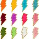 12 PCS Golden Edges Lightning Bolt Iron On Patch Bolt Patch, Iron On Self Adhesive Embroidered Patches for Hats, Bags, Jackets, DIY Clothing Accessories
