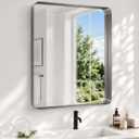 30x36 Inch Sliver Bathroom Mirror Metal Framed, HD Tempered Glass