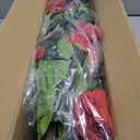 Artificial Camellia Tree 2 Pack , 36'' Faux Camellia Plant in Pot with Orange Flowers for Spring Home Front Door Outdoor Indoor Decoration (Red)