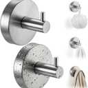 cleanan Suction Cup Hooks for Shower Wall - Heavy Duty Stainless Steel Bathroom Hanger, Vacuum Towel Hooks for Inside Shower Glass Door, Tile & Mirror, Waterproof Loofah Robe Holder No Drill (2 Pack)