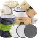 Greenzla Reusable Makeup Remover Pads, Washable Bamboo Cotton Rounds with Mesh Laundry Bag, Travel Pouch, Pad Holder - Reusable Cotton Rounds for All Skin Types - Perfect for Face Care, 30 Pack (Multi-color)