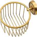 Toilet Paper Holder Vintage Bathroom Organizers and Storage Brass Toilet Paper Holder Wall Mount Tissue Holder for Bathroom Kitchen Washroom RV Gold