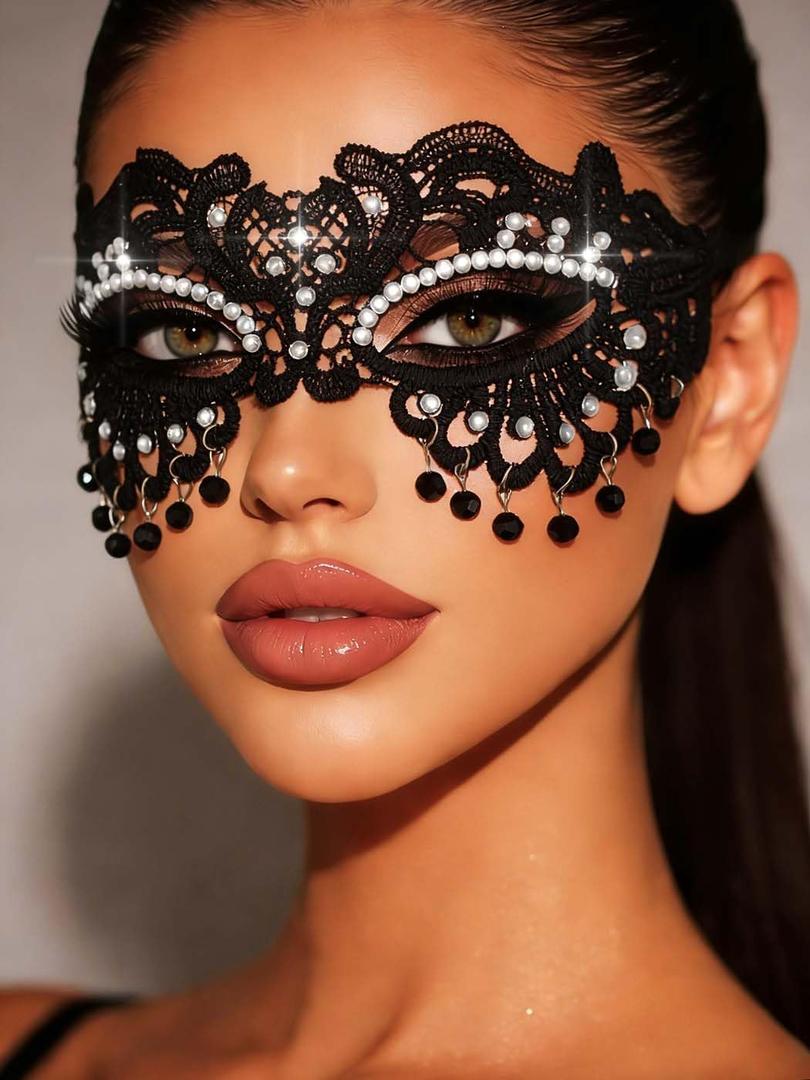 Black Masquerade Mask for Women Luxury Lace Masks Prom Ball Face Mask Halloween Costume Masks