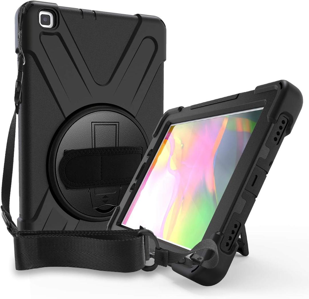 Procase Galaxy Tab A 8.0 2019 Case T290 T295, Rugged Heavy Duty Shockproof Rotating Kickstand Protective Cover for Galaxy Tab A 8.0 inch 2019 Without S Pen Model Sm-T290 (Wi-Fi) Sm-T295 (LTE) Black