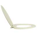 Centoco Elongated Toilet Seat, Closed Front with Cover, Residential, Top Mount Plastic Hinge, Plastic, Made in the USA, 600-106, Bone