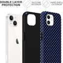 Case for iPhone 12/12 Pro, Glossy Hybrid 2-Layer Hard Shell, Aesthetic Scratch Resistant Cover, Navy Blue Polka Dot