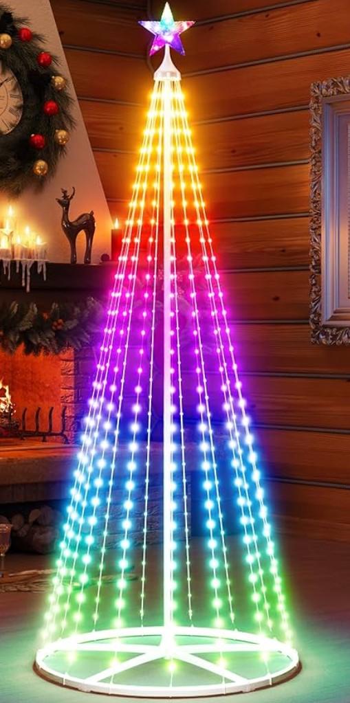 Tujoe out of 6 Pack 4 FT Christmas LED Cone Tree Lights  Color Changing with Timer Foldable Lighted Trees Waterproof Outdoor String Lights Holiday for Christmas New Year Xmas Decorations