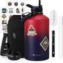 One Gallon Water Bottle Insulated, Triple Wall Vacuum Cold for 48 Hrs & Leak-proof & Non-BPA, 128oz Christmas Stainless Steel Gifts Water Jug with Paracord Handle Straw Spout Lids (Rose/Purple Gradient)