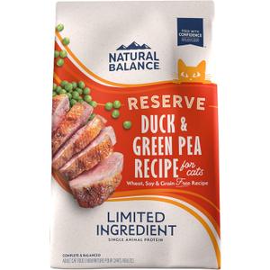 Natural Balance Limited Ingredient Adult Grain Free Dry Cat Food, Reserve Duck & Green Pea Recipe, 4 Pound (Pack of 1)