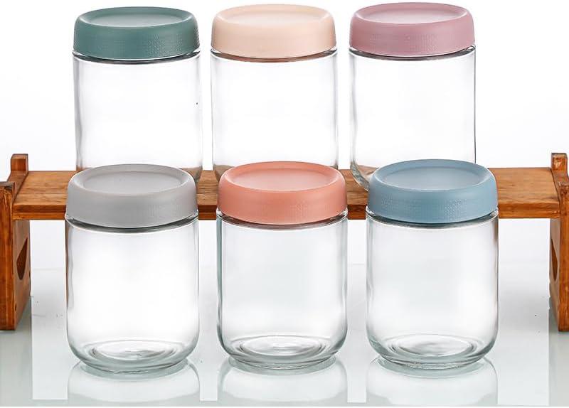 6 Pack Overnight Oats Containers with Lids 16oz Stackable Glass Meal Prep Containers with Airtight Lids Perfect for Overnight Oats, Chia Pudding, Salad Jars (Large-480ml)