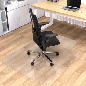 Office Chair Mat for Hardwood Floor, 36"x48" Clear Desk Chair Mat Easy Glide for Rolling Chair, Heavy Duty Vinyl Floor Protector Mat for Home or Office, Easy Clean and Flat Without Curling, 36"×48" Rectangle with Lip