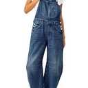 Womens Denim Bib Overalls Barrel Leg Adjustable Strap Jean Pants Jumpsuits with Pockets, XL