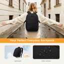 LOVEVOOK Everyday Backpack for Women, Chic Versatile Backpack with Water Bottle Pocket, Lightweight Waterproof Casual Daypack for City Work Commute, College, Travel & Gifts, Black-White-Brown