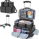 CURMIO Rolling Teacher Tote Bag with Padded Laptop Compartment for up to 15.6 Inches Laptop, Wheeled Teacher Bag for Teaching, Office, Craft, Black