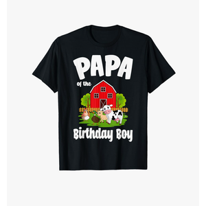 Papa Of The Birthday Boy Farm Animal Bday Party Celebration T-Shirt 2XL