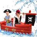 ShinyRelief Pirate Pool Float Inflatable Pirate Ship Boat Shaped Swimming Toys for Kids Boy Girl Summer Pool Games 60" L x 45" W x 20" H