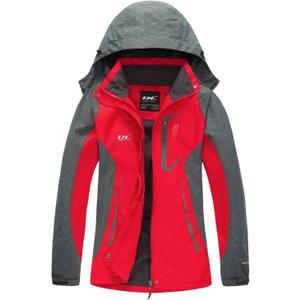 Diamond Candy Women's Waterproof Rain Jacket with Hood Lightweight Outdoors Raincoat (Medium, Red)