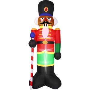 Fraser Hill Farm 10-Ft. Tall African American Nutcracker Blow Up Inflatable with Lights, Outdoor Christmas Inflatable Decoration for Lawn and Yard, Giant Festive Holiday Deco