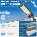 9500W Solar Street Light Outdoor Waterproof, 250000LM Large Commercial Light Solar Powered Dusk to Dawn LED Security Flood Lights with Remote/Motion Sensor, IP67 for Parking Lot/Garden/Yard