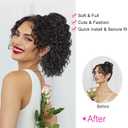 QGZ Drawstring Ponytail Extension 14 Inch Synthetic Wavy Curly Hair for Black Women Fluffy Ponytail Hair Extensions for Daily Use (Black Brown)
