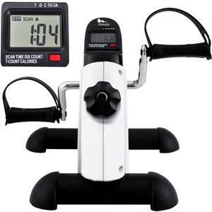 Mini Exercise Bike, himaly Under Desk Bike Pedal Exerciser Portable Foot Cycle Arm & Leg Peddler Machine with LCD Screen Displays (White)
