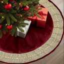 Christmas Tree Skirt 48 inches, Luxury Red Velvet Tree Skirt with Gold Glitter Trim, Premium Thick Xmas Tree Skirts Vintage Christmas Tree Decorations for Home Party Holiday Decor