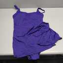 QINSEN Square Neck Swim Dress for Women Tummy Control One Piece Swimsuit Wrap Bathing Suit, L