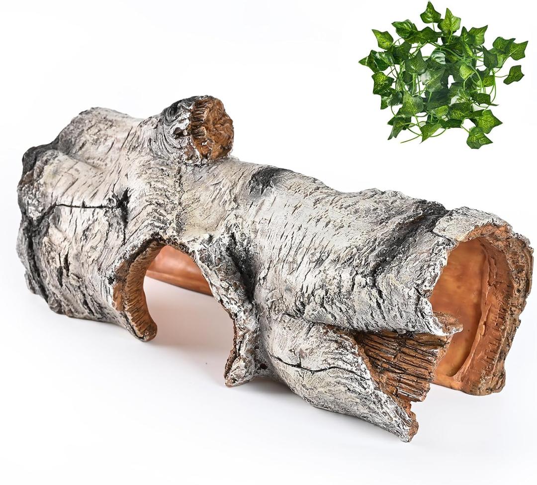 Reptile Hide Caves Simulation Tree Hideout, Hideout Shelter Sleep Cave is Decorated for Arboreal Reptile, Snake, Leopard Gecko, Lizard, Salamander, Hermit Crab Aquarium