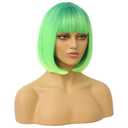 MAGQOO Green Wigs for Women Short Straight Green Bob Wigs with Bangs St Patricks Day Synthetic Cosplay Party Wig