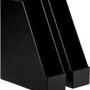 Amazon Basics Plastic Desk Organizer Magazine Rack and File Holder, Black, 2-Pack
