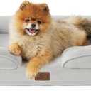 Bedsure Orthopedic Dog Beds for Small Dogs - Washable Small Dog Cat Bed Waterproof, Comfort Pet Couch Sofa with Washable Removable Cover, Pets Bed with Nonskid Bottom, Light Grey, 24"