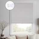 HOMEDEMO No Drill No Tools Cordless Roman Shades for Window,Room Darkening Easy Install Linen Fabric Blackout Roll Up Roman Blinds Window Blinds Inside Mount 29" W x 64" H Off-White