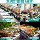 24 Pack Stainless Steel Large Serving Utensils Set - 10" Serving Spoons x 8, 10" Slotted Spoons x 8, and 9" Serving Tongs x 8 by Teivio, for Buffet, Chafing Dish, Catering Supplies (Silver)