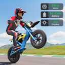 Gyroor S1 Kids Electric Balance Bike, 200W Motor 3 Speeds up to 10 MPH, 12-Inch Pneumatic Tires, 7-Color Rear Fender LED Taillight, Drum Brake, UL2272 Certified, for Ages 3-6, Blue-DCC