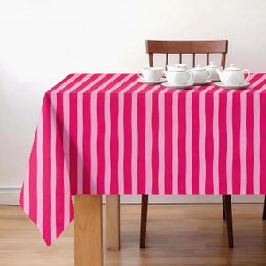 3 Pieces Light and Hot Pink Striped Tablecloth Waterproof Plastic Stripe Rectangle Table Cover for Home Baby Shower Wedding Birthday Party Table Decoration, 54" x 108"