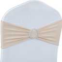 Spandex Chair Sashes Bows - Babenest 30PCS Premium Stretch Chair Cover Band with Buckle Slider Universal Elastic Chair Ties for Wedding Party Ceremony Reception Banquet Decoration (Champagne)