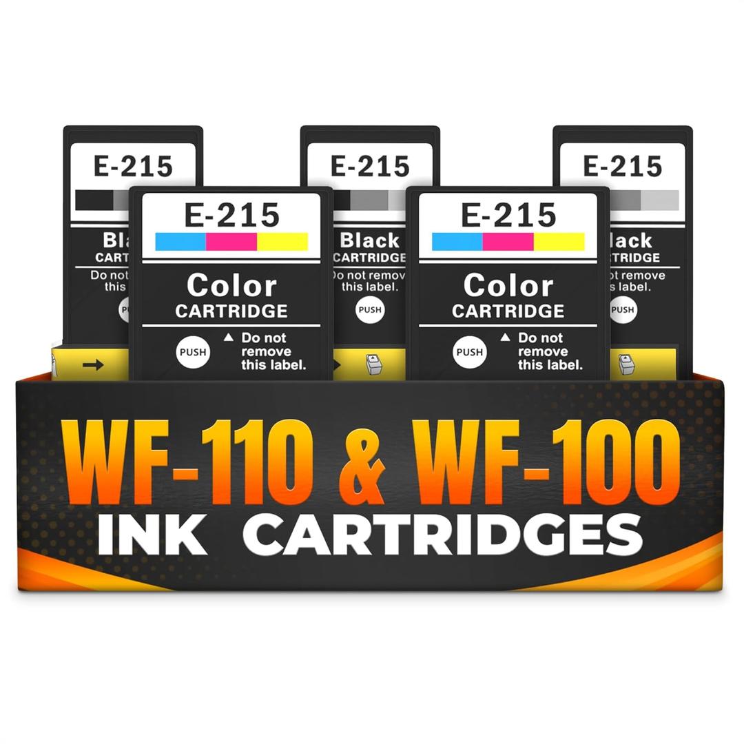 5-Pack Printer Ink Cartridges  215 Ink Cartridges 3 Black and 2 Tri-Color | Easy-to-Install Inkjet Printer Cartridge Replacements | Sharp Text & Vivid Colors, Combo Pack for Home & Office Printing