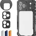 NEEWER Phone Cage Compatible with iPhone 17 Pro Max, Quick Release Video Rig Stabilizer Accessories with 67mm Filter Ring, 17mm Lens Backplate, T Mount Adapter, 4X Camera Control Cap, PA144 (Black)