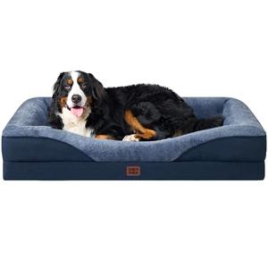EHEYCIGA Orthopedic XL Dog Bed for Large Sized Dog, 48x35x7.5 Inch Extra Large Memory Foam Dog Couch Bed with Sides, Waterproof Liner & Washable Removable Cover, Bolster Pet Sofa, Navy