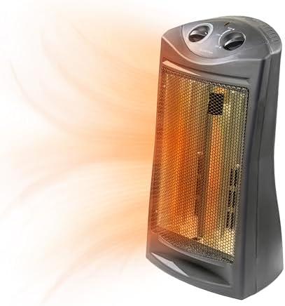 PROFUSION Indoor Tower Space Heater, Adjustable Thermostat, Radiant Heat, Electric, Infrared Quartz, 2 Heat Settings, Overheat Protection, Ideal for Home, Bedroom, & Office, 1,500W