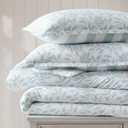 Martha Stewart - Twin Comforter Set with Sham, Cotton, Reversible, Size: Twin, Standard Pillowcases- 26"W x 20"L