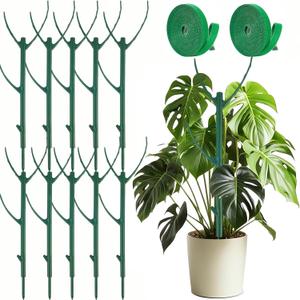 10 Pack Stackable Monstera Plant Support Climbing Plants Support Structures for Indoor Outdoor Plants Plant Holder Stick with Plant Ties for Support Tall Potted Plants