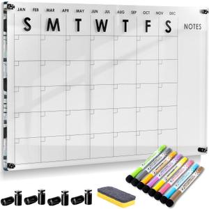 Oversize Premium Acrylic Calendar for Wall | Ultra-Thick Clear Dry & Erase Board | Large 36"x24" | Home Office Monthly Glass Family Planner Plexiglass Guard Whiteboard GUARDMATE